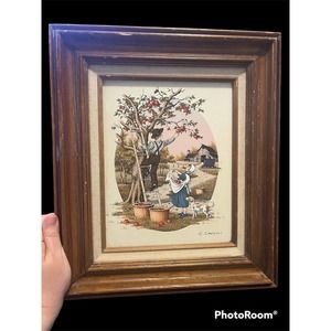 VTG C. Carson folk art oil painting